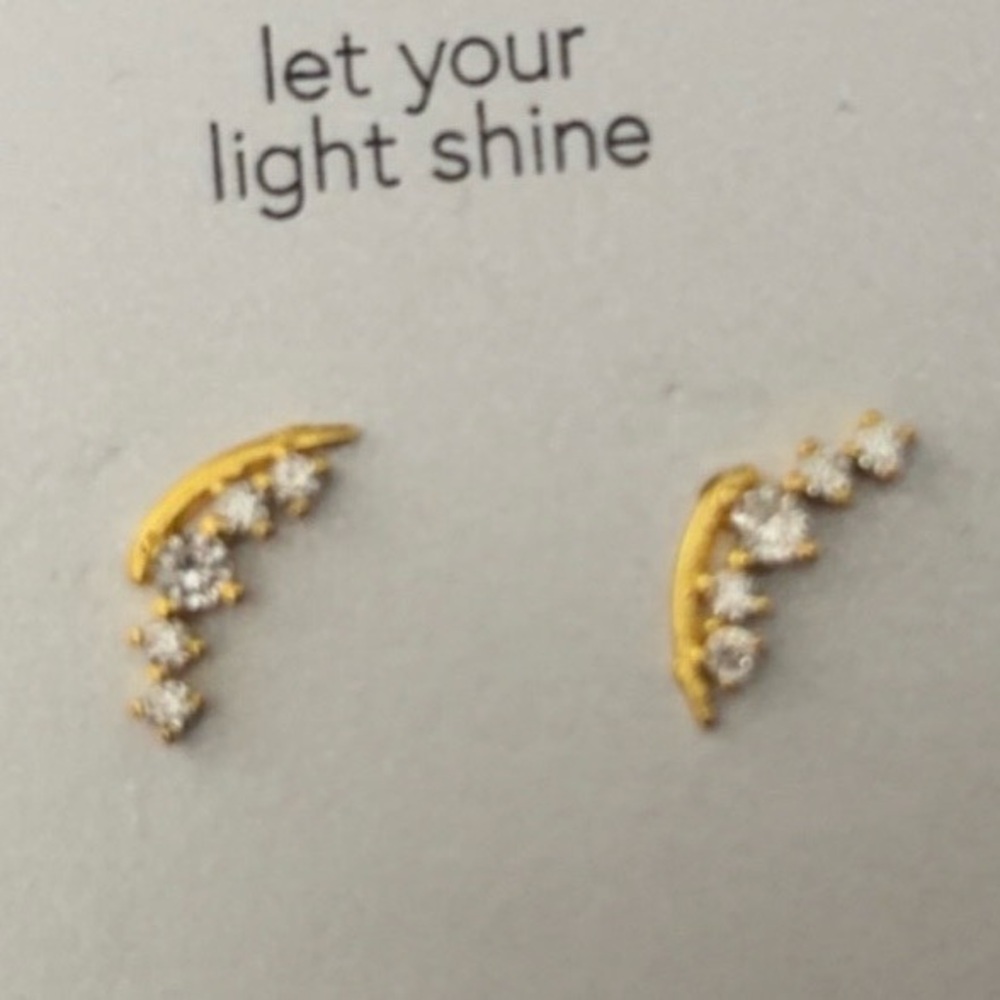 Elegant Gold and Zirconia Climber Earrings